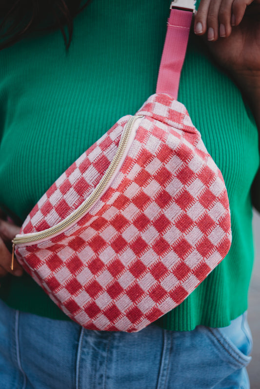 Woven Checkered Crossbody