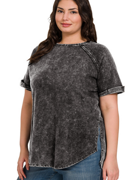 + Lilith French Terry Acid Wash Tee